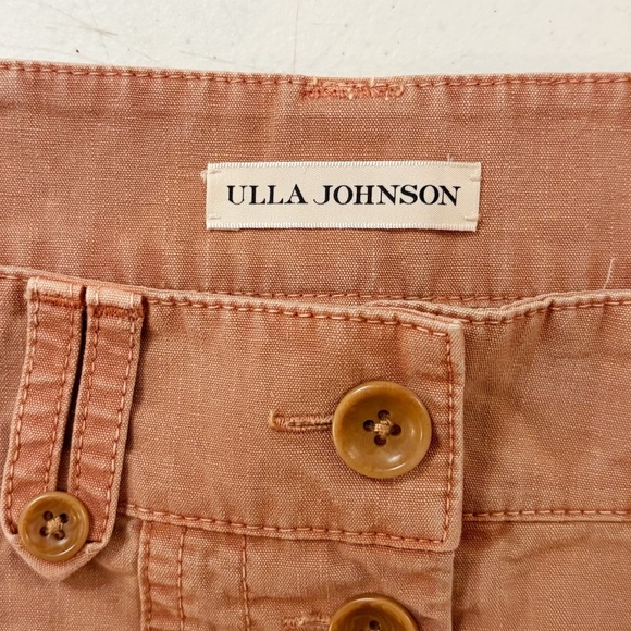Ulla Johnson Cambrie High Rise Straight Leg Trouser Pants in Terracotta Orange - Picture 7 of 8